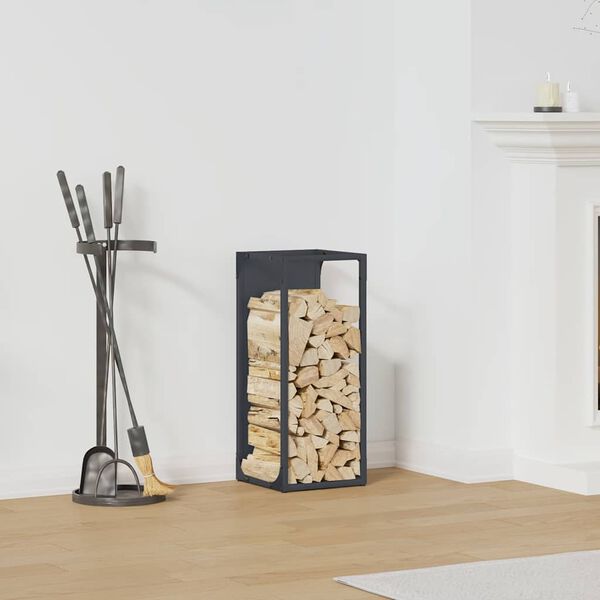 vidaXL Brandhoutrek 25x25x60 cm koudgewalst staal antracietkleurig