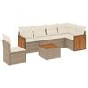 vidaXL 7-delige Loungeset met kussens poly rattan beige