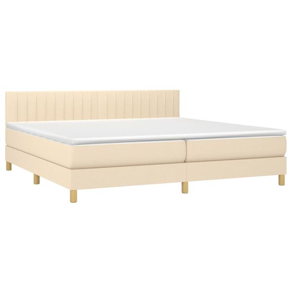 vidaXL Boxspring met matras stof cr&egrave;mekleurig 200x200 cm