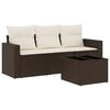 vidaXL 4-delige Loungeset met kussens poly rattan bruin