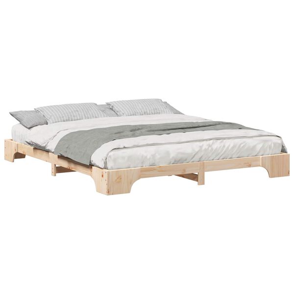 vidaXL Bedframe Bruin 200 x 220 cm Massief grenenhout