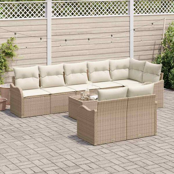 vidaXL Tuin Sofa Set 9 pcs Beige poly rattan