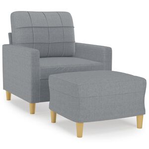 vidaXL Fauteuil met voetenbank 60 cm stof lichtgrijs