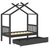 vidaXL Kinderbedframe met lade grenenhout donkergrijs 70x140 cm