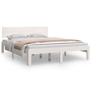 vidaXL Bedframe massief grenenhout wit 140x190 cm