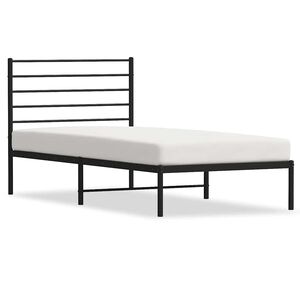vidaXL Bedframe met hoofdbord metaal zwart 100x190 cm