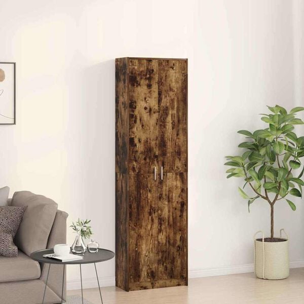 vidaXL Kledingkast Gerookt eiken 55 x 25 x 189 cm Bewerkt hout