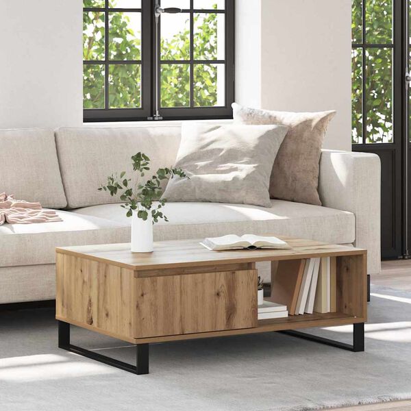 vidaXL Salontafel Artisan Eiken 90 x 60 x 35 cm Bewerkt hout