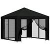 vidaXL Tuin Gazebo met Zijwanden 3 x 3 m Zwart Polyester en staal 190