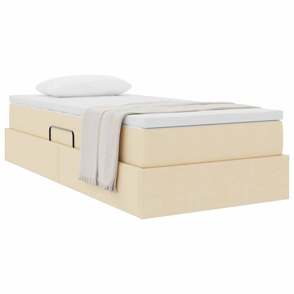 vidaXL Opslag bed met matras met matras Cr&egrave;me 90 x 190 cm Polyester