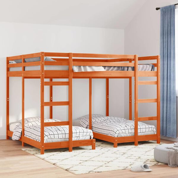 vidaXL Drie-hoog Bunk Bed Frame Wasbruin 160 x 200 cm