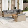 vidaXL 9-delige Loungeset met kussens poly rattan beige