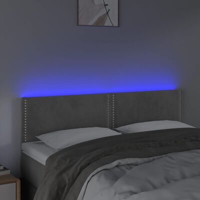 vidaXL Hoofdbord LED 144x5x78/88 cm fluweel lichtgrijs