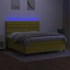 vidaXL Boxspring met matras en LED stof groen 180x200 cm
