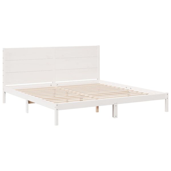 vidaXL Bedframe extra lang zonder matras massief hout wit 180x210 cm
