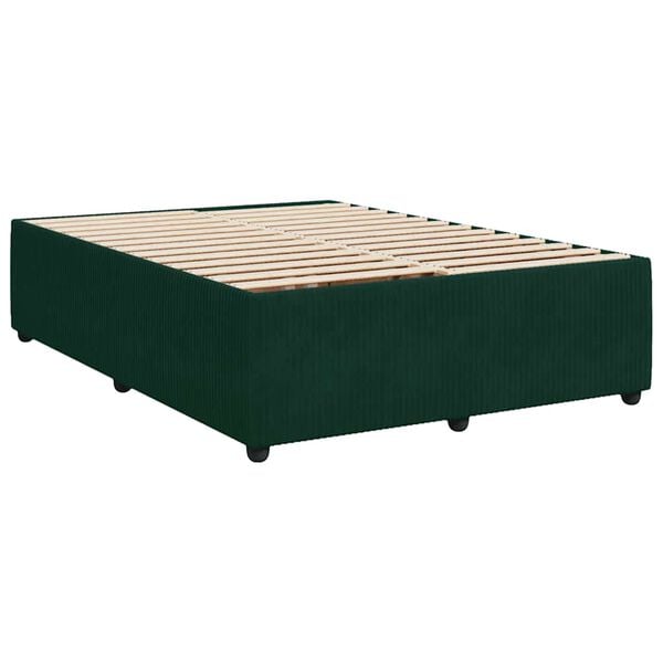 vidaXL Bedframe zonder matras 140x200 cm fluweel donkergroen