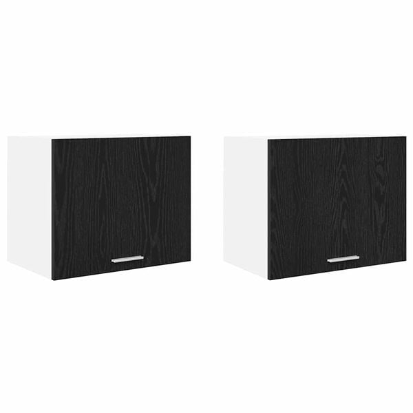 vidaXL Hangkast 2 pcs Zwarte Eik en Wit 50 x 31 x 40 cm Bewerkt hout