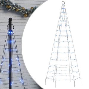 vidaXL LED-kerstboom aan vlaggenmast 200 LED's 180 cm blauw