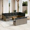 vidaXL 14-delige Loungeset met kussens poly rattan grijs