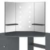 vidaXL Hoekkaptafel met LED 111x54x141,5 cm grijs