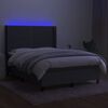 vidaXL Boxspring met matras en LED stof donkergrijs 140x200 cm