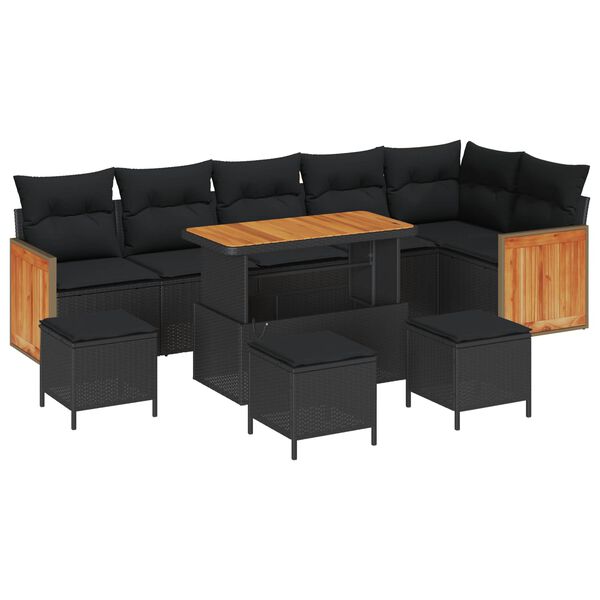 vidaXL Tuin Sofa Set 10 pcs Zwart Poly rattan en gepoedercoat staal