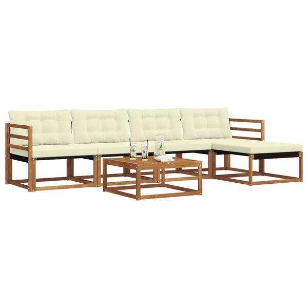 vidaXL Buiten bankenset met kussen 6 pcs Natuurlijk en Cr&egrave;me