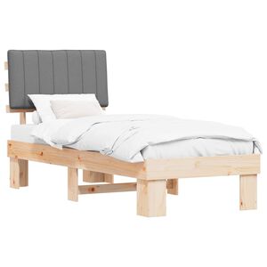vidaXL Bedframe met Gevoerd Hoofdgedeelte Lichtgrijs 75 x 190 cm