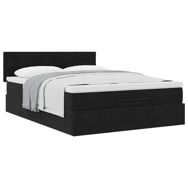 vidaXL Ottoman bed met matras 140x200cm fluweel zwart