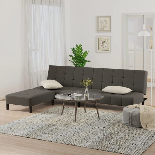 vidaXL Slaapbank 2-zits met voetenbank fluweel donkergrijs