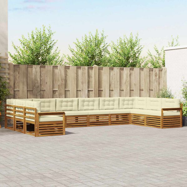 vidaXL Sofa-Sets 8 pcs Natuurlijk en Cr&egrave;me Massief Acaciahout