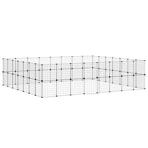 vidaXL Huisdierenkooi met deur 60 panelen 35x35 cm staal zwart