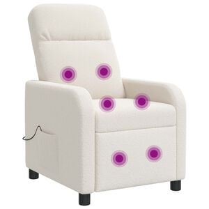 vidaXL Massage Recliner Cr&egrave;mekleurig Boucl&eacute;