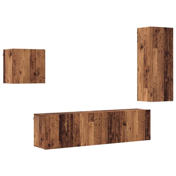 vidaXL TV-kast Wandgemonteerd 4 pcs Oud Hout Bewerkt hout
