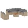 vidaXL 10-delige Loungeset met kussens poly rattan beige
