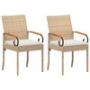vidaXL Tuinstoelen 2 pcs Beige en Cr&egrave;me Wit Poly rattan en acacia