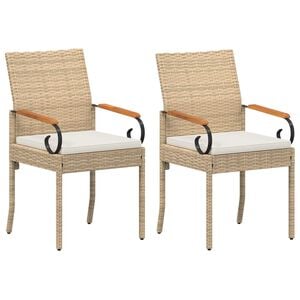 vidaXL Tuinstoelen 2 pcs Beige en Cr&egrave;me Wit Poly rattan en acacia