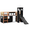 vidaXL Kinderhoogslaper met toren 90x190 cm grenenhout wit en zwart