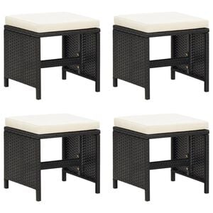vidaXL Tuinkrukken 4 st met kussens poly rattan zwart