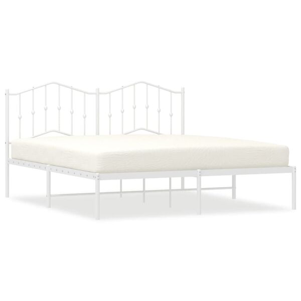 vidaXL Bedframe met hoofdbord metaal wit 160x200 cm