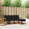 vidaXL Buiten bankenset met kussen 4 pcs Natuurlijk en Zwart