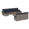 vidaXL 11-delige tuinbankset met kussens, grijs polyrotan