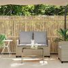 vidaXL Tuinbank 2-zits met kussens & tafel poly rattan beige