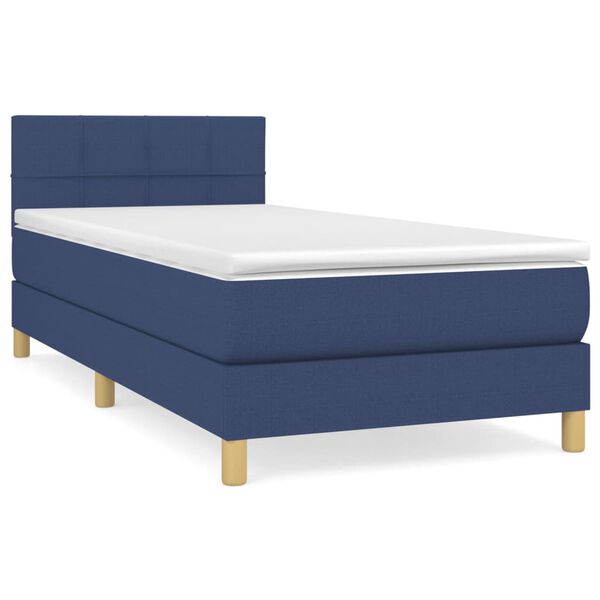 vidaXL Boxspring met matras stof blauw 100x200 cm