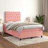vidaXL Boxspring met matras fluweel roze 120x190 cm
