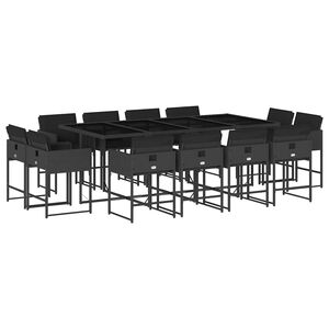 vidaXL 13-delige Tuinset met kussens poly rattan zwart