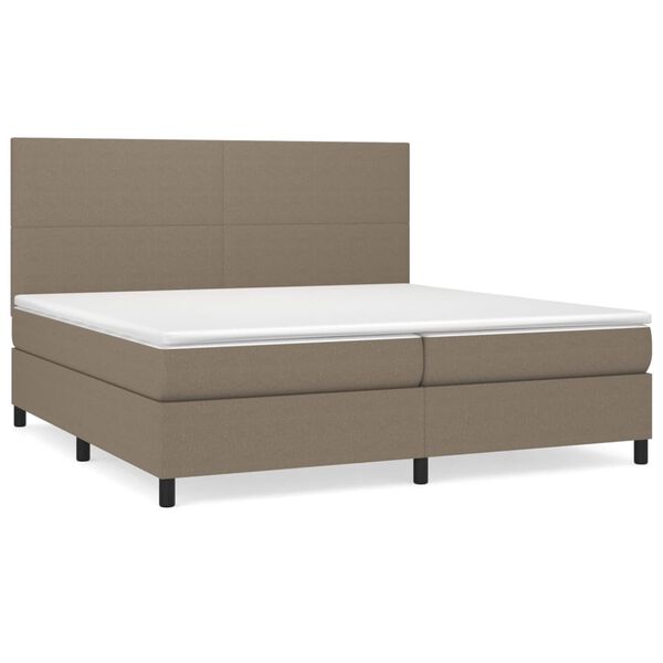 vidaXL Boxspring met matras stof taupe 200x200 cm