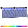 vidaXL Hangend hoofdbord Met LED-verlichting Jeans Blauw Stof