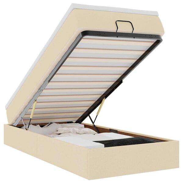 vidaXL Ottoman bed met matras 80x200cm stof cr&egrave;mekleurig