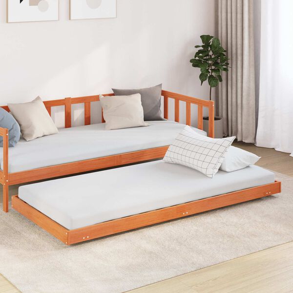 vidaXL Bedframe Wasbruin 90 x 190 cm Massief grenenhout